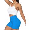 imageSunzel Sunzfly Crossover Biker Shorts for Women No Front Seam V High Waist Yoga Workout Gym Shorts with Tummy ControlFrench Blue