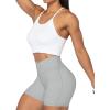 imageSunzel Sunzfly Crossover Biker Shorts for Women No Front Seam V High Waist Yoga Workout Gym Shorts with Tummy ControlLight Grey