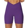 imageSunzel Sunzfly Crossover Biker Shorts for Women No Front Seam V High Waist Yoga Workout Gym Shorts with Tummy ControlPetunia