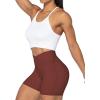 imageSunzel Sunzfly Crossover Biker Shorts for Women No Front Seam V High Waist Yoga Workout Gym Shorts with Tummy ControlWine Red