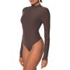 imageSunzel Turtleneck Bodysuits for Women Long Sleeve Going Out Tops Sexy One Piece Shirt Tees Tights Casual Outfits LeotardsSeal Brown
