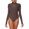 imageSunzel Turtleneck Bodysuits for Women Long Sleeve Going Out Tops Sexy One Piece Shirt Tees Tights Casual Outfits LeotardsSeal Brown
