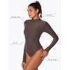 imageSunzel Turtleneck Bodysuits for Women Long Sleeve Going Out Tops Sexy One Piece Shirt Tees Tights Casual Outfits LeotardsSeal Brown
