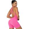 imageSunzel Womens Backless Romper Scrunch Butt Shorts Seamless Jumpsuits Bodycon Workout Unitard Bodysuit built in BraHot Pink