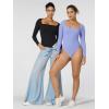 imageSunzel Womens Long Sleeve Bodysuits Double Lined Thong Body Suit Shirt Square Neck Going Out Tops Casual Tight LeotardsBlack