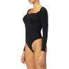 imageSunzel Womens Long Sleeve Bodysuits Double Lined Thong Body Suit Shirt Square Neck Going Out Tops Casual Tight LeotardsBlack