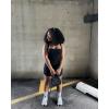 imageSunzfly Athletic Romper Women Buttery Soft Workout Jumpsuit Scrunch Shorts Square Neck Bodysuit One Piece Sleeveless Tank TopBlack
