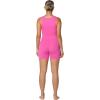 imageSunzfly Athletic Romper Women Buttery Soft Workout Jumpsuit Scrunch Shorts Square Neck Bodysuit One Piece Sleeveless Tank TopHot Pink