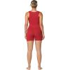 imageSunzfly Athletic Romper Women Buttery Soft Workout Jumpsuit Scrunch Shorts Square Neck Bodysuit One Piece Sleeveless Tank TopKaranda Red