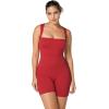 imageSunzfly Athletic Romper Women Buttery Soft Workout Jumpsuit Scrunch Shorts Square Neck Bodysuit One Piece Sleeveless Tank TopKaranda Red