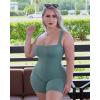 imageSunzfly Athletic Romper Women Buttery Soft Workout Jumpsuit Scrunch Shorts Square Neck Bodysuit One Piece Sleeveless Tank TopSage Green