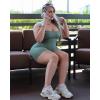 imageSunzfly Athletic Romper Women Buttery Soft Workout Jumpsuit Scrunch Shorts Square Neck Bodysuit One Piece Sleeveless Tank TopSage Green