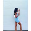 imageSunzfly Athletic Romper Women Buttery Soft Workout Jumpsuit Scrunch Shorts Square Neck Bodysuit One Piece Sleeveless Tank TopStone Blue