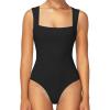 imageSunzel Bodysuits for Women with Thong in Rear and Snaps in Crotch Square Neck Tummy Control Sexy Sleeveless TopsBlack
