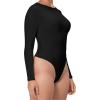 imageSunzel Crew Neck Long Sleeve Bodysuits for Women Double Lined Basic Slim Fitted Shirts Body Hugging Sexy Going Out TopsBlack