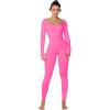 imageSunzel Long Sleeve Bodysuits One Piece Jumpsuit for Women with Square Neck and Butt Scrunch Leggings Seamless Ribbed RompersHot Pink