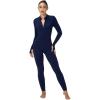 imageSunzel Long Sleeve Jumpsuits for Women Ribbed One Piece Casual Yoga Workout Zip Front Bodycon Legging Fit ampamp ThumbholeNavy Blue