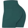 imageSunzel No Front Seam Biker Shorts for Women with Pockets Yoga Workout Gym Bike Shorts with Tummy ControlForest Green