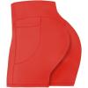imageSunzel No Front Seam Biker Shorts for Women with Pockets Yoga Workout Gym Bike Shorts with Tummy ControlOrange Red