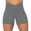 imageSunzel Sunzfly Crossover Biker Shorts for Women No Front Seam V High Waist Yoga Workout Gym Shorts with Tummy ControlCharcoal Gray