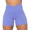 imageSunzel Sunzfly Crossover Biker Shorts for Women No Front Seam V High Waist Yoga Workout Gym Shorts with Tummy ControlPeriwinkle