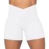 imageSunzel Sunzfly Crossover Biker Shorts for Women No Front Seam V High Waist Yoga Workout Gym Shorts with Tummy ControlWhite