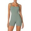 imageSunzfly Athletic Romper Women Buttery Soft Workout Jumpsuit Scrunch Shorts Square Neck Bodysuit One Piece Sleeveless Tank TopSage Green