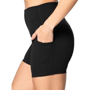 imageSunzel No Front Seam Biker Shorts for Women with Pockets Yoga Workout Gym Bike Shorts with Tummy ControlBlack