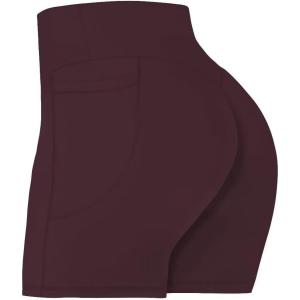 imageSunzel No Front Seam Biker Shorts for Women with Pockets Yoga Workout Gym Bike Shorts with Tummy ControlChocolate