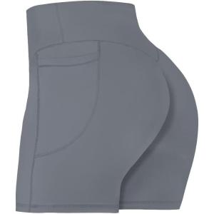 imageSunzel No Front Seam Biker Shorts for Women with Pockets Yoga Workout Gym Bike Shorts with Tummy ControlPoppy Sead