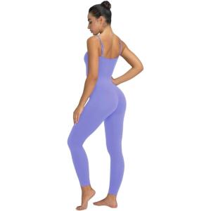 imageSunzel One Piece Jumpsuits for Women Casual Sexy Spaghetti Straps Leggings Bodysuit Tummy Control Yoga Workout RomperPeriwinkle