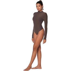 imageSunzel Turtleneck Bodysuits for Women Long Sleeve Going Out Tops Sexy One Piece Shirt Tees Tights Casual Outfits LeotardsSeal Brown