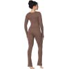 imageLong Sleeve Flare Jumpsuits for Women Seamless Wide Leg One Piece Yoga Workout Casual Bodycon Romper Bodysuits