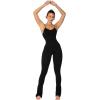 imageSunzel Flare Jumpsuits for Women Seamless Tummy Control One Piece Yoga Workout Unitard Bodysuits with Built in Bra 32quot Inseam Black Medium