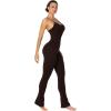 imageSunzel Flare Jumpsuits for Women Seamless Tummy Control One Piece Yoga Workout Unitard Bodysuits with Built in Bra 32quot Inseam Brown Medium