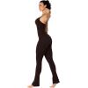 imageSunzel Flare Jumpsuits for Women Seamless Tummy Control One Piece Yoga Workout Unitard Bodysuits with Built in Bra 32quot Inseam Brown Medium