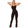 imageSunzel Flare Jumpsuits for Women Seamless Tummy Control One Piece Yoga Workout Unitard Bodysuits with Built in Bra 32quot Inseam Brown Medium