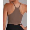 imageSunzel Free to Be Tank Crop Ribbed Tank Tops Seamless Racerback Camisoles No pad Camis Cropped Workout Gym YogaBbeige Brown2pcscrop