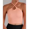 imageSunzel Free to Be Tank Crop Ribbed Tank Tops Seamless Racerback Camisoles No pad Camis Cropped Workout Gym YogaBbeige Coral Teal3pcscrop