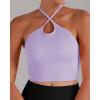 imageSunzel Free to Be Tank Crop Ribbed Tank Tops Seamless Racerback Camisoles No pad Camis Cropped Workout Gym YogaLilac Fragilesprout Gumpink3pcscrop
