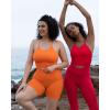 imageSunzel Free to Be Tank Crop Ribbed Tank Tops Seamless Racerback Camisoles No pad Camis Cropped Workout Gym YogaRed Beige Orange3pcscrop