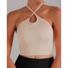 imageSunzel Free to Be Tank Crop Ribbed Tank Tops Seamless Racerback Camisoles No pad Camis Cropped Workout Gym YogaRed Beige Orange3pcscrop