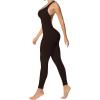 imageSunzel Jumpsuits for Women Backless Seamless Workout One Piece Bodycon Romper Scoop Neck Butt Scrunch Leggings UnitardBrown