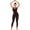 imageSunzel Jumpsuits for Women Backless Seamless Workout One Piece Bodycon Romper Scoop Neck Butt Scrunch Leggings UnitardBrown