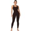 imageSunzel Jumpsuits for Women Backless Seamless Workout One Piece Bodycon Romper Scoop Neck Butt Scrunch Leggings UnitardBrown