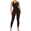 imageSunzel Jumpsuits for Women Backless Seamless Workout One Piece Bodycon Romper Scoop Neck Butt Scrunch Leggings UnitardBrown