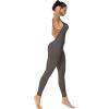 imageSunzel Jumpsuits for Women Backless Seamless Workout One Piece Bodycon Romper Scoop Neck Butt Scrunch Leggings UnitardGrey