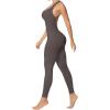 imageSunzel Jumpsuits for Women Backless Seamless Workout One Piece Bodycon Romper Scoop Neck Butt Scrunch Leggings UnitardGrey