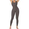 imageSunzel Jumpsuits for Women Backless Seamless Workout One Piece Bodycon Romper Scoop Neck Butt Scrunch Leggings UnitardGrey