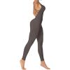 imageSunzel Jumpsuits for Women Backless Seamless Workout One Piece Bodycon Romper Scoop Neck Butt Scrunch Leggings UnitardGrey